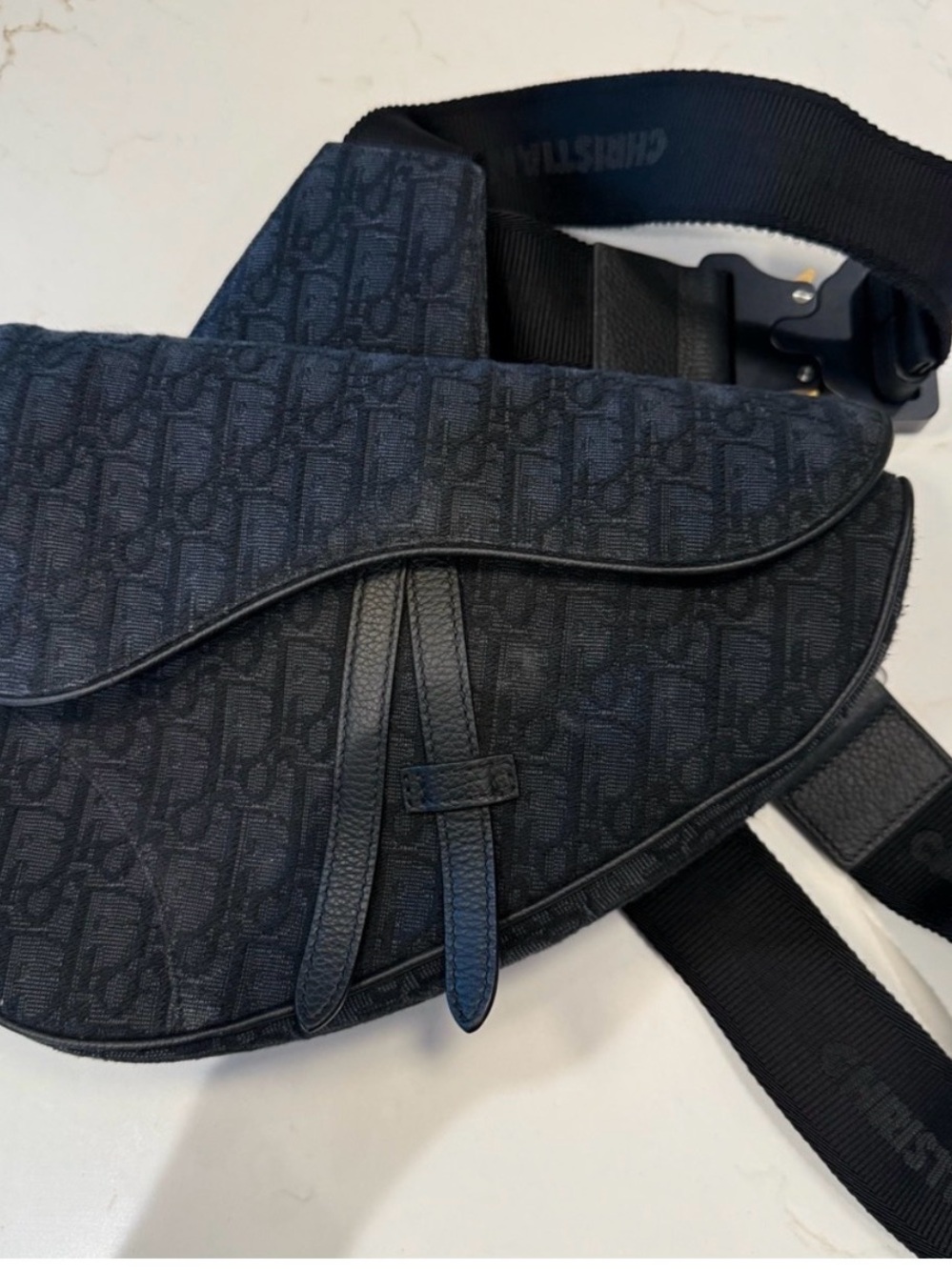 Dior jacquard crossbody Belt Bag in black